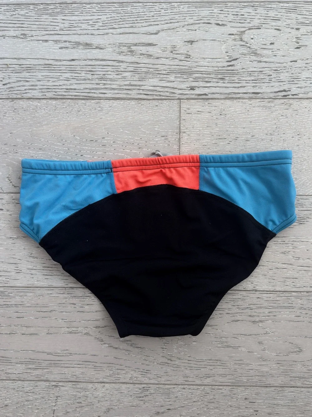 Speedo Black Swim Briefs with Orange & Light Blue Panels